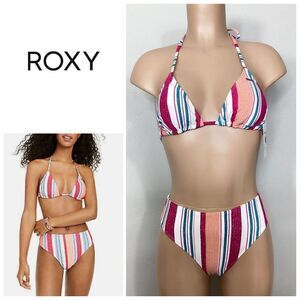 New. ROXY stripe bikini set. M-top/S-bottom.  . Retails $119